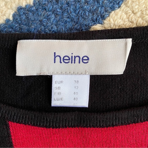 🟥 HEINE BLACK RED MULTI WOVEN LONG SLEEVE DRESS! - Picture 10 of 13